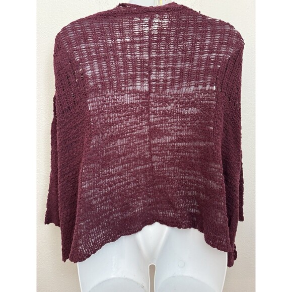 Free People In My Element Cardigan Sweater Womens M Long Open Cotton Burgundy - Picture 4 of 7